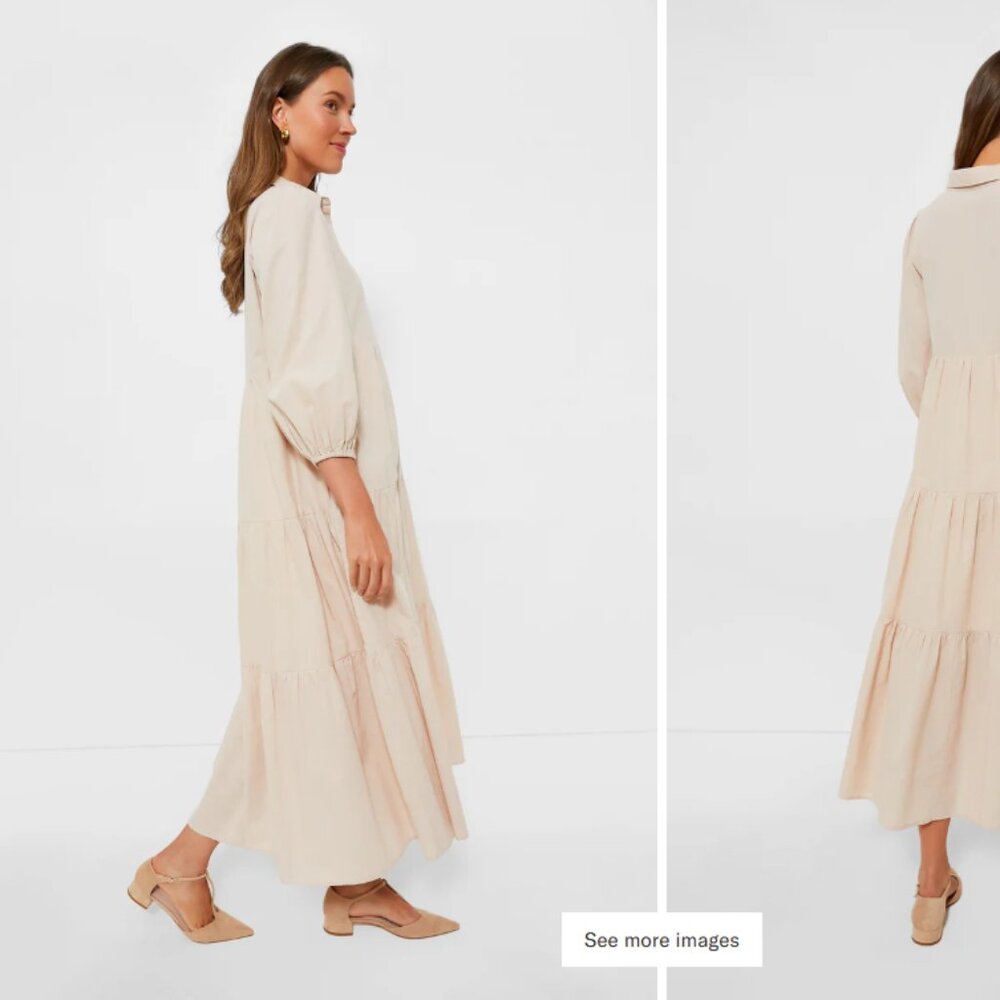 TUCKERNUCK Pomander Place Sandstone Mabel Maxi Dress large l beige tan long slee - Picture 2 of 6